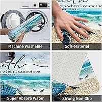 Vista 7 de Alfombra de baño de tortuga marina, alfombra de baño náutica costera, alfombra de baño antideslizante, decoración de baño, alfombra de baño