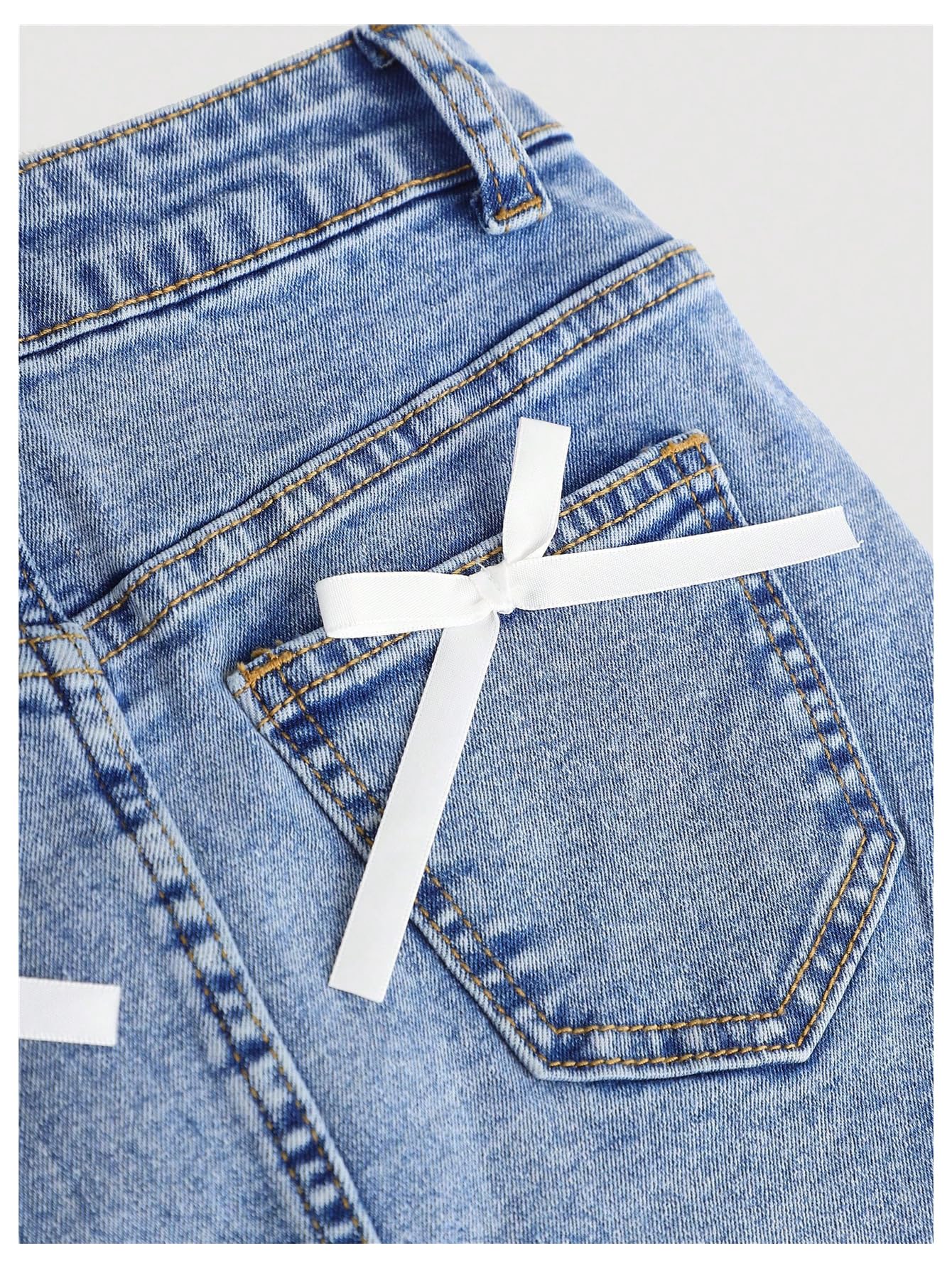 Floerns Minigonna di jeans a matita dritta Y2k con fiocco carino da ragazza