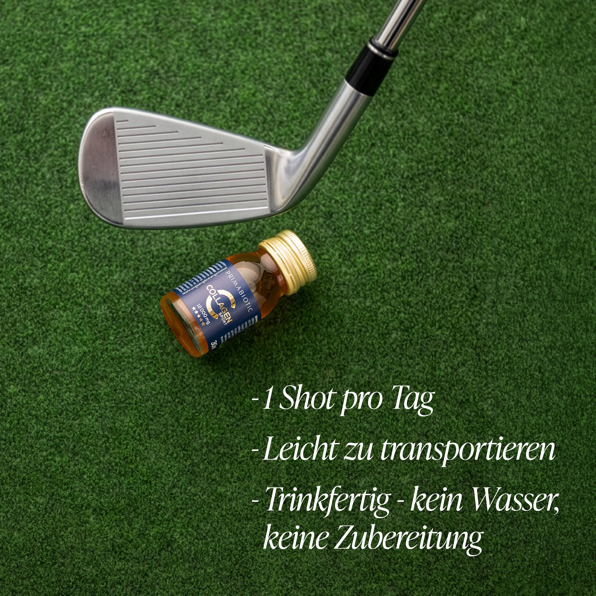 Primabiotic Collagen Sport - 30 Fläschchen - Kollagen-Shots zum Trinken - 12000 mg mit Orthokieselsäure - Für Aktive Menschen - Ananas-Geschmack - 45 kcal pro Portion - hoher Proteingehalt