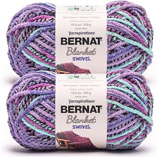 Bernat Blanket Swivel Yarn for Crocheting Soft, Purple Rain, 2-Pack | #6 Super Bulky Yarn, 100% Polyester, Soft Yarn for Crochet, Knitting, Blankets & DIY Crafts, 220yds, 300g/10.5oz per skein