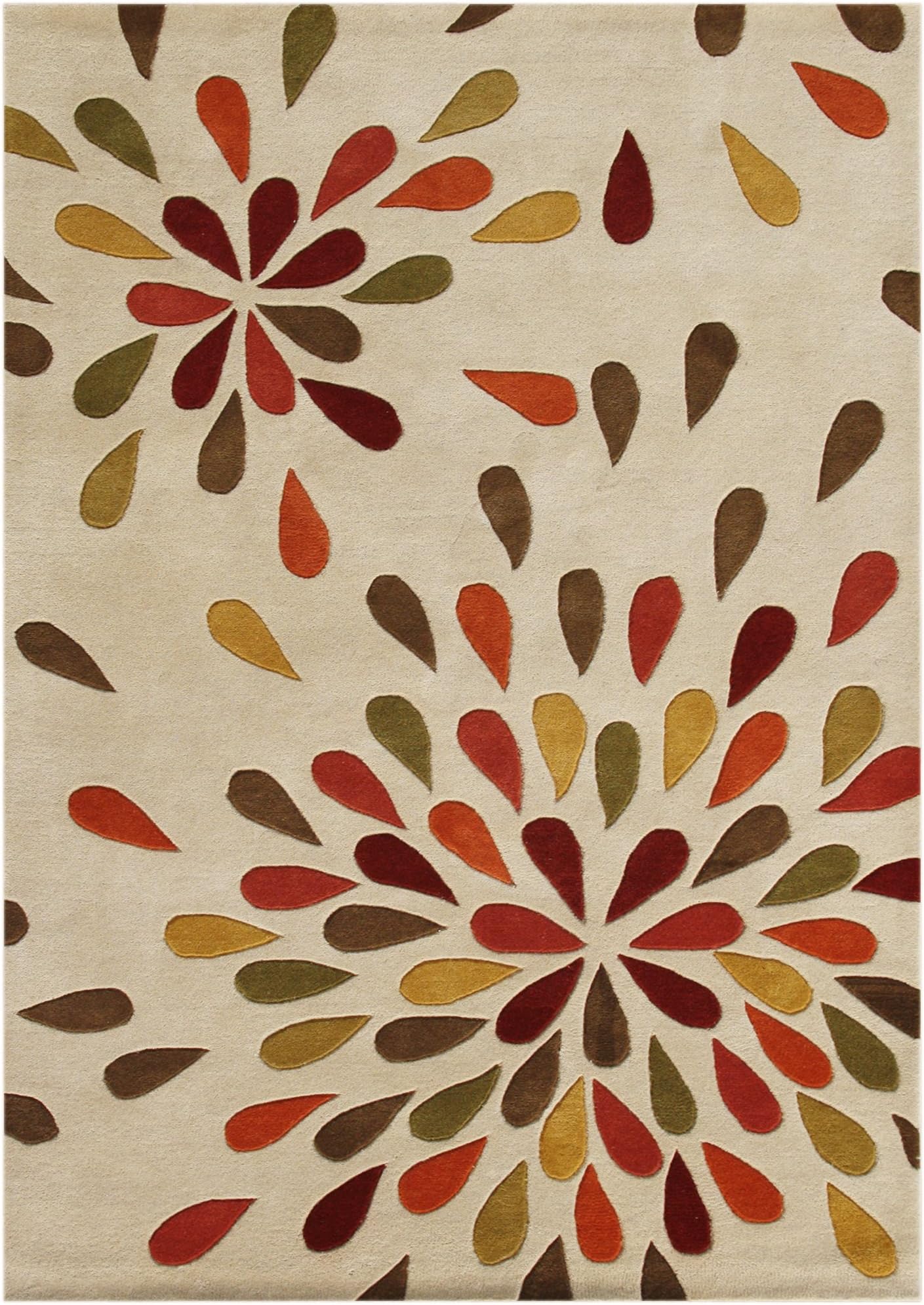 Fashion n You Alliyah Collection Handmade Tufted New Zealand Blend Wool Area Rug, 108-Inch, Sand/Deep Red/Orange/Brown