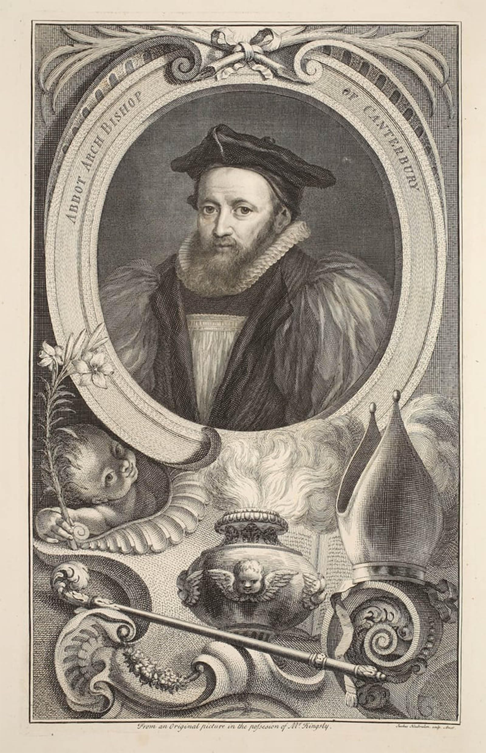 POSTERIIk Vintage Art Print Images Pictures Print Portrait George Abbot Archbisop by Jacobus Houbraken Modern Colour Posters for Office Home Decor 60x90cm