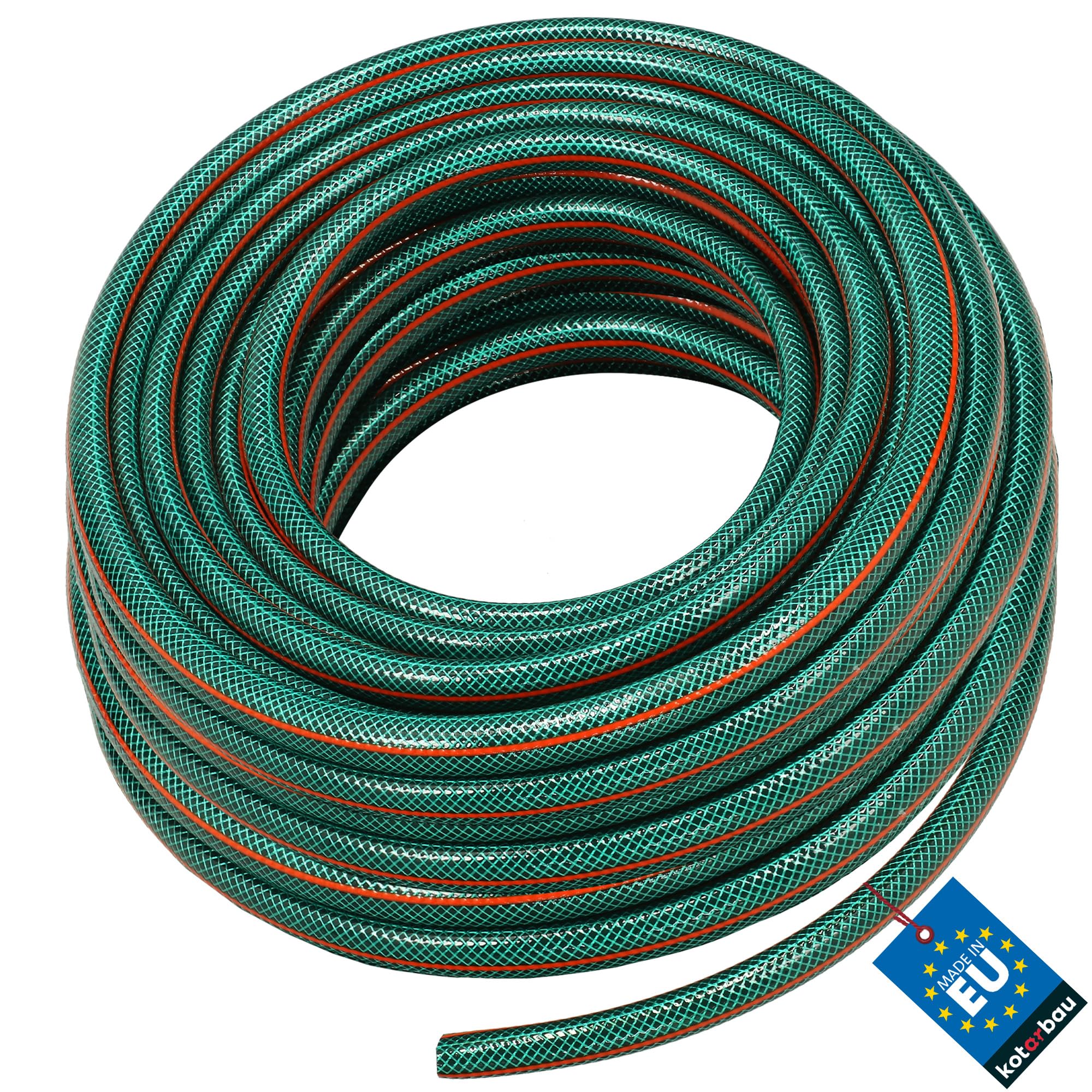 KOTARBAU® Manguera de jardín de 3/4", 50 m, 3 Capas, Manguera de PVC Reforzada, Color Verde, Manguera Profesional para regar Plantas, Manguera jardín, Manguera de Agua, Manguera riego Flexible