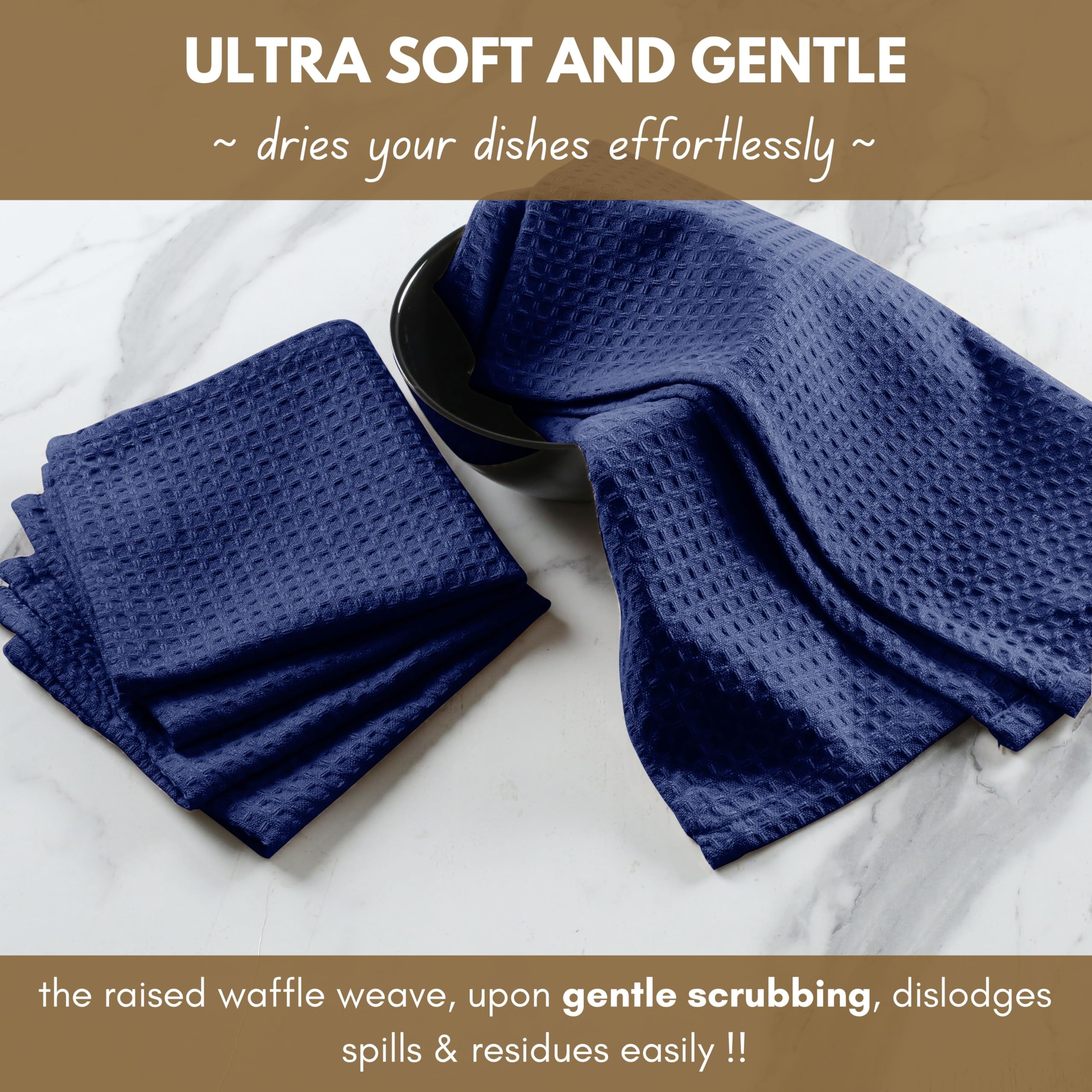 Native Fab Paquete de 12 paños de cocina de gofre, 100 % algodón, ultra absorbentes, para limpieza, secado y cocción de cocina, esenciales suaves y duraderos para uso diario, 12 x 12 pulgadas, color