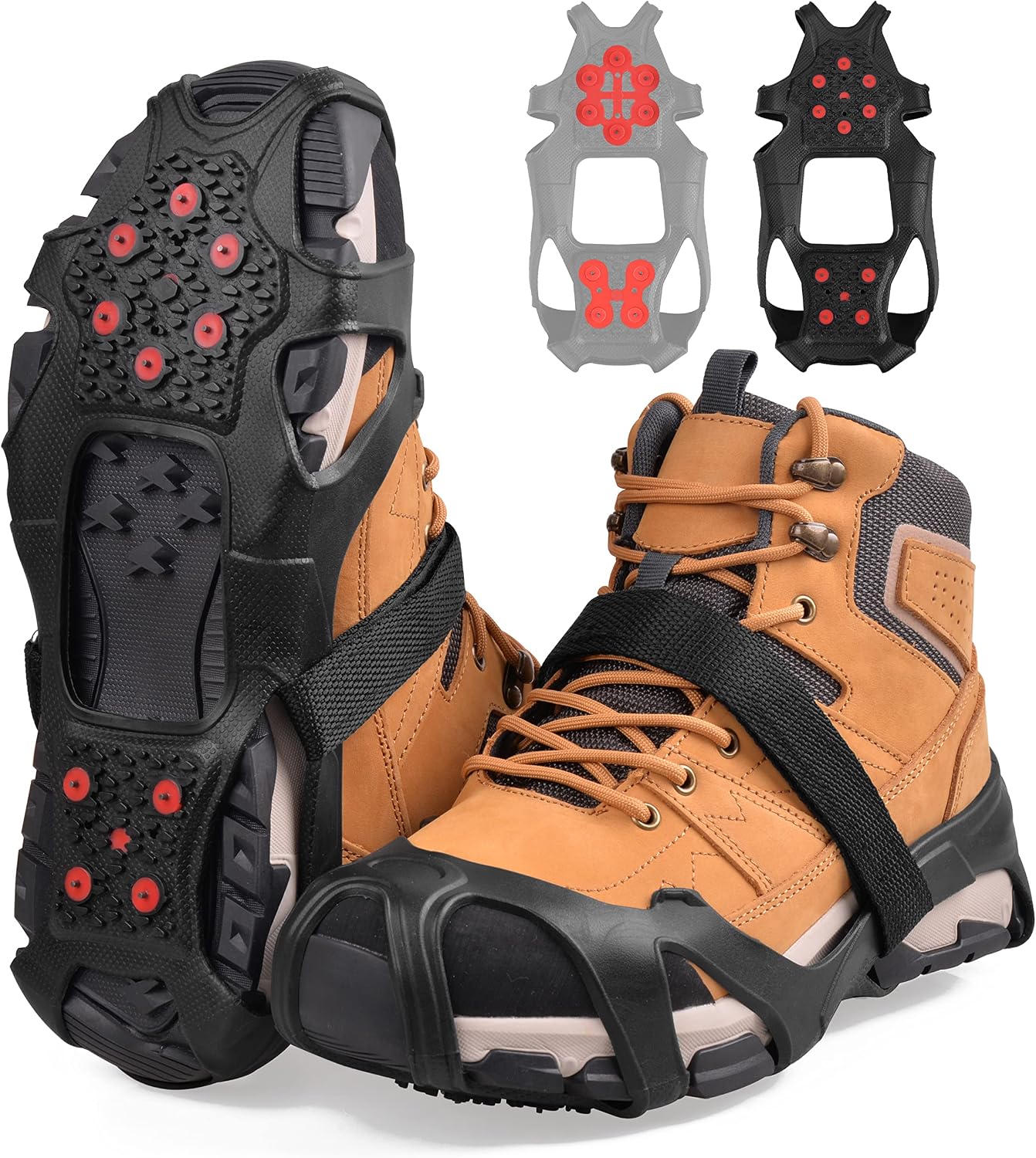 Ice Cleats for Shoes and Boots Tungsten Crampons Snow Traction Cleats Anti Slip Shoes Grippers with Reflective Heel for Men Women Winter Walking on Snow and Ice