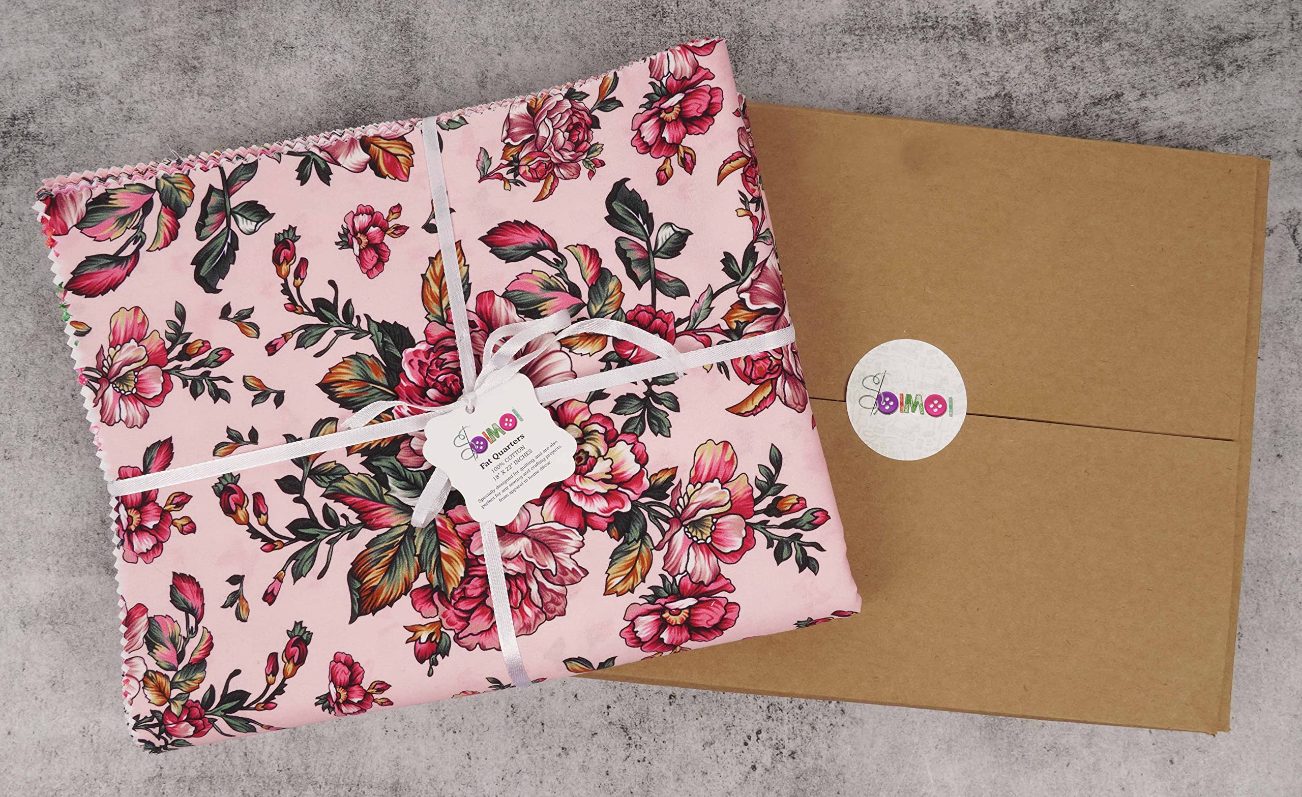 Soimoi 16 Pc Bundle De Puntos De Fate, Floral Y Mariposa Imprimir 18"X 22" Patchwork De Brije- Tela 100% Algodon Precortado Rosa Y Blanca