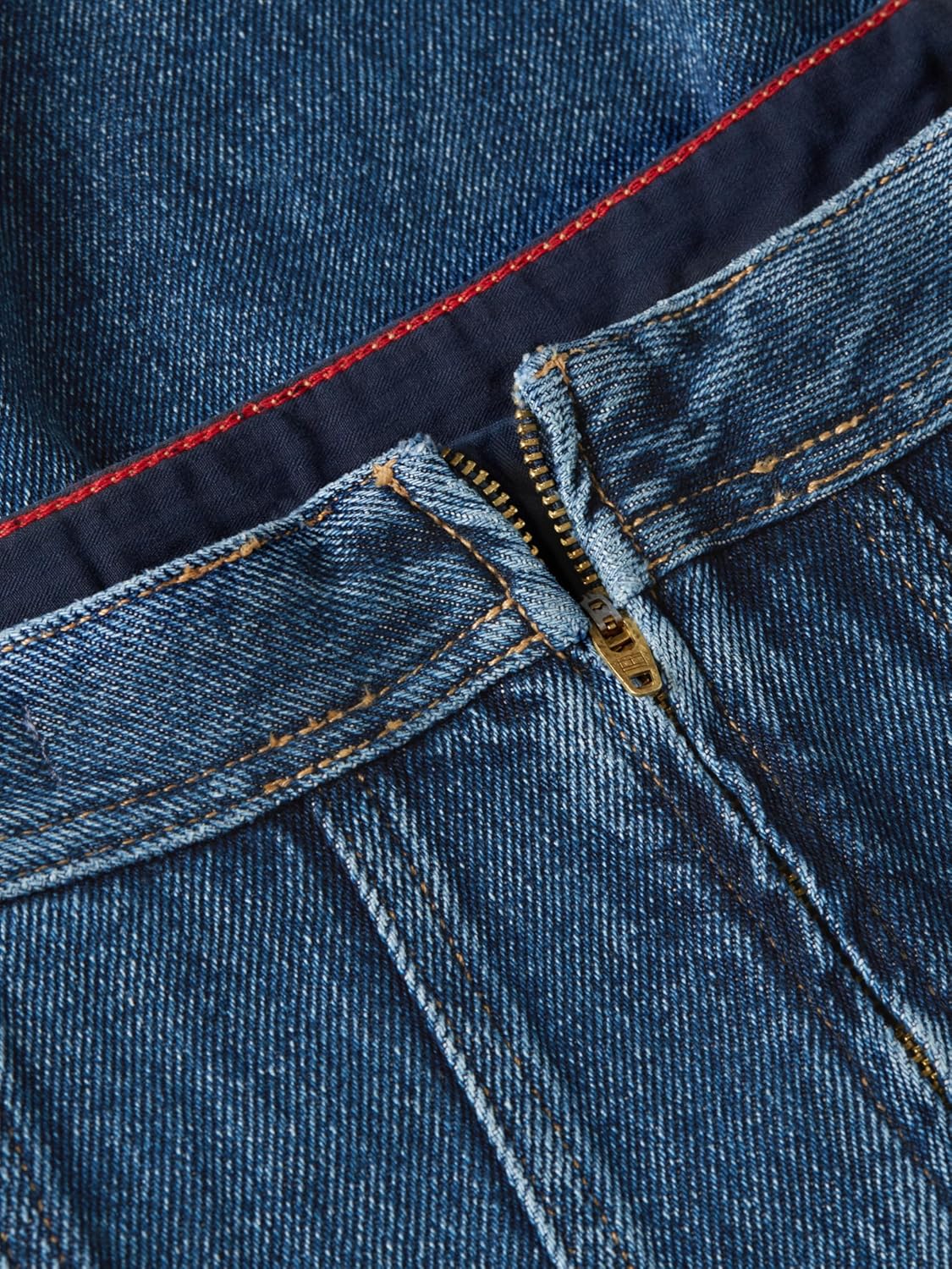 Tommy Hilfiger Women's High Waist Denim Flared Midi Skirt with Zipper