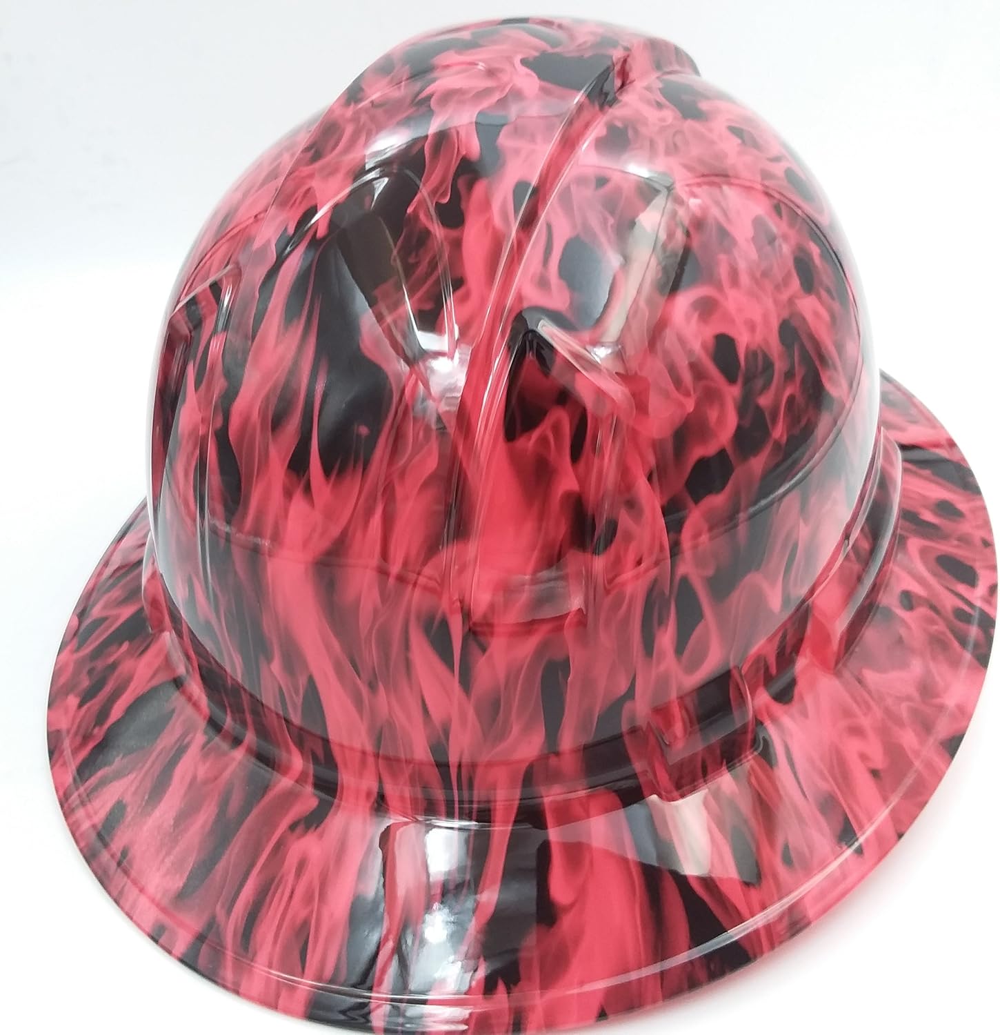 Wet Works Imaging Customized Pyramex Full Brim Hi Vis Pink Wicked Fire Hard Hat with Ratcheting Suspension