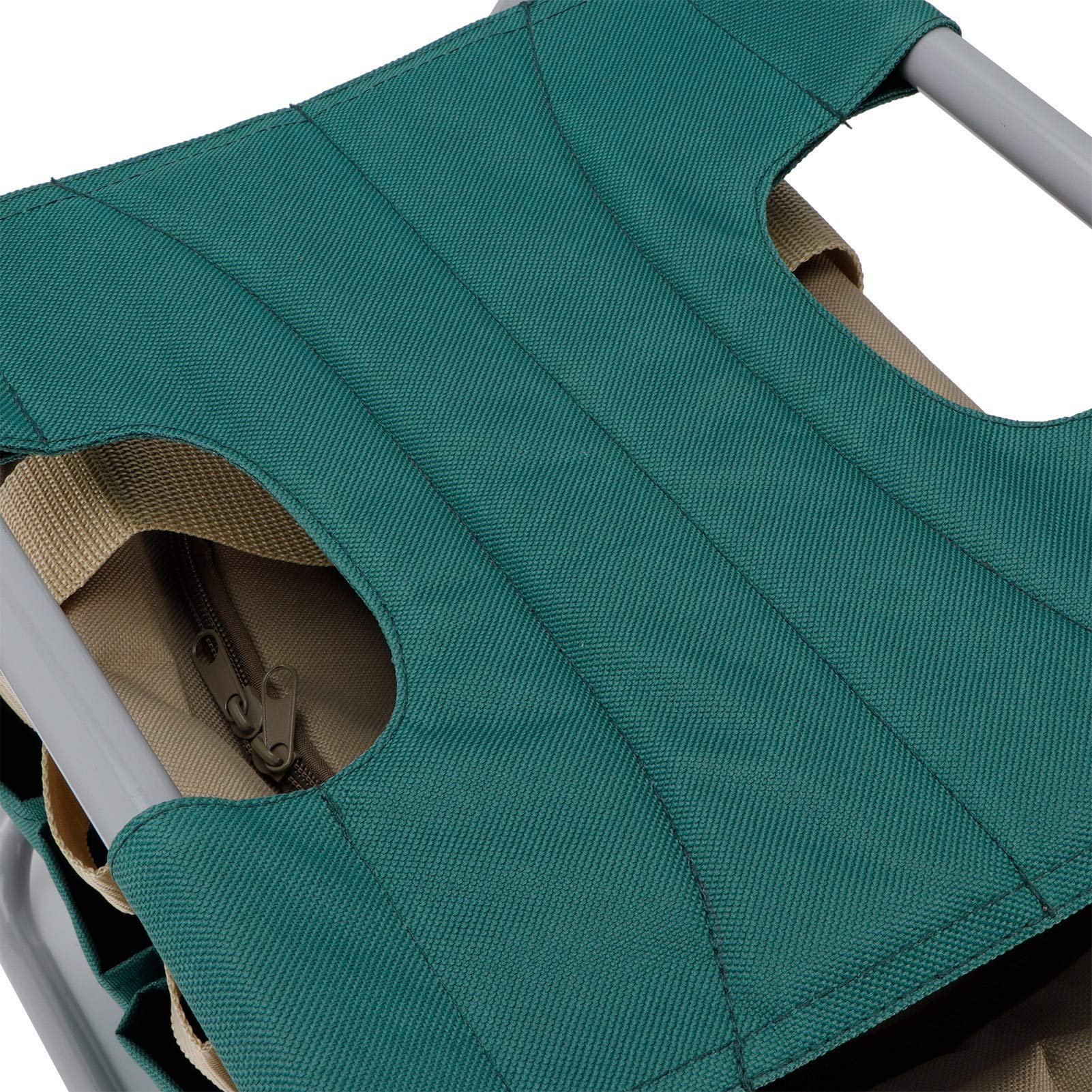 Sgabello da Giardino Pieghevole Multifunzione Portatile con Borsa degli Attrezzi per Forniture da Campeggio, Tessuto Oxford 600D, Verde, 1 Pezzo, Giardinaggio Domestico