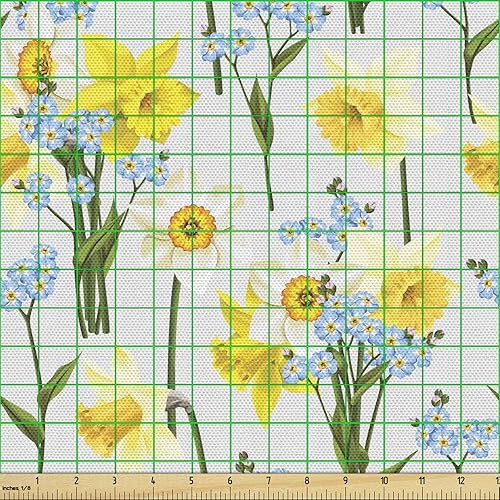 Miniatura 447 de Lunarable - Tela para amantes de perros de The Yard, patrón divertido de animales de dibujos animados en posiciones caprichosas estirando y Beige y