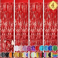 Vista 13 de Cortina de flecos de arcoíris para fiesta, paquete de 2 cortinas de fondo de flecos de aluminio de 3.3 x 8.3 pies para cumpleaños, boda, novia, baby