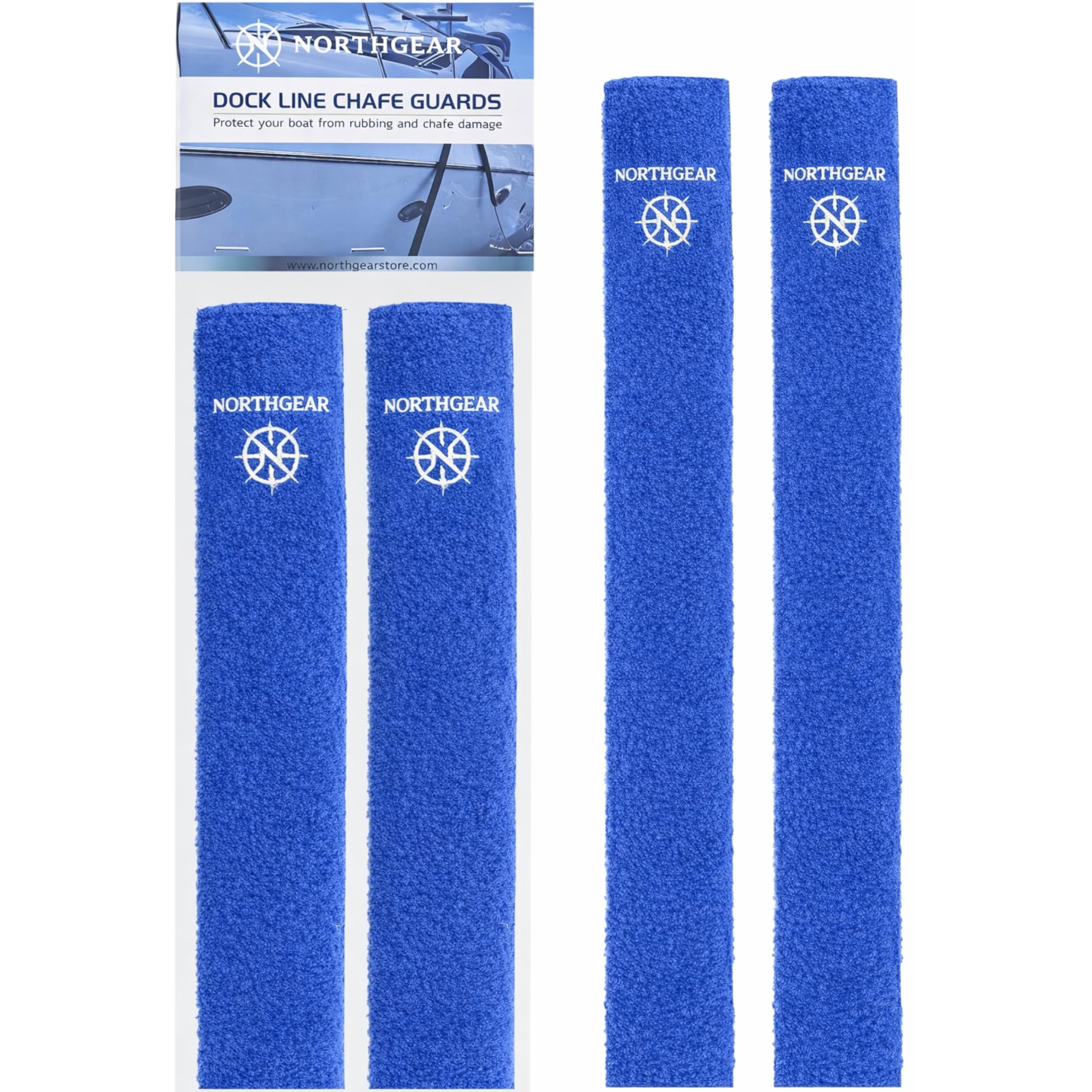 Dock Line Chafe Guards 24” Length (2 Pack) - Ultra-Strong Removable Chafing Guard, UV Resistant, Eliminates Boat Line Squeaking and Protects Your Boat Finish