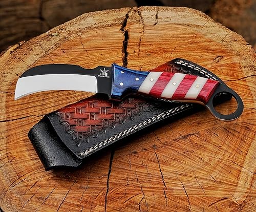 Miniatura 3 de Cuchillo de acero hecho a mano con funda de cuero, cuchillo utilitario resistente, cuchillo de electricista para desollar alambre para profesional