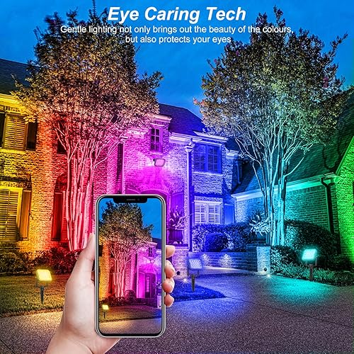 Miniatura 2 de T-SUN Focos solares para exteriores, 4 en 1 que cambian de color, luces RGB para estanque de jardín con encendidoapagado automático para patio,