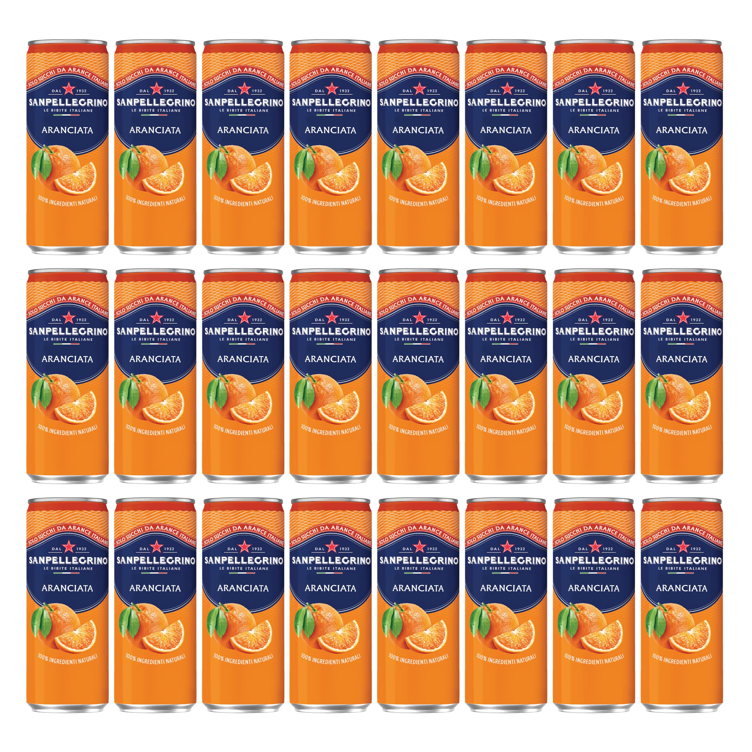 San Pellegrino Aranciata 33cl x 24 | Aranciata Frizzante in Lattina | Confezione da 24 Lattine da 330ml