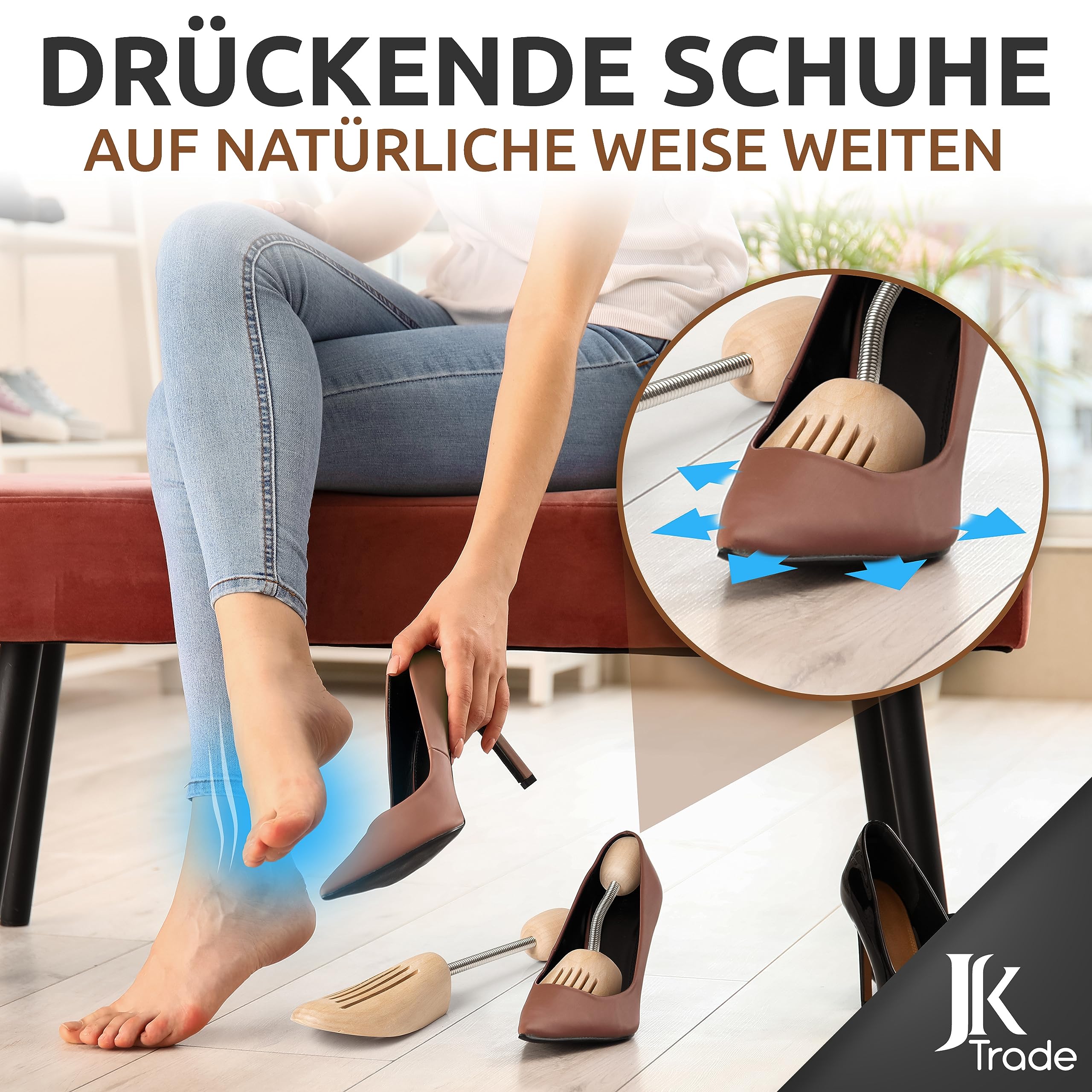 JK Trade® Embauchoirs de chaussures de qualité supérieure pour homme - En bois de lotus - Pour chaussures - Pour agrandir la forme - Pour affiner la forme - Tailles 36 à 48