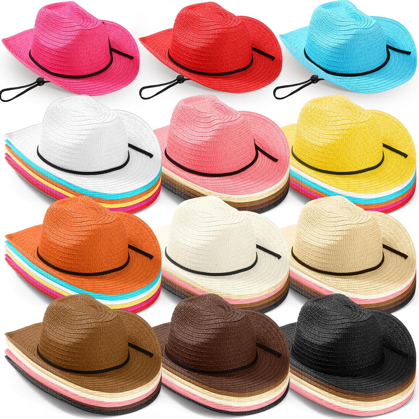 Unittype Adult Straw Cowboy Hat Bulk Western Party Pack