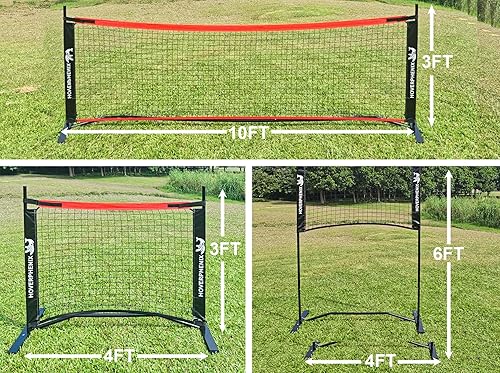 Miniatura 3 de Hoverphenix 10FT Mini Pickleball Net, 4FT Adjustable Height Dink Training Rebounder Net with Paddles Set of 2, Pickleballs and Carry Bag for Outdoor