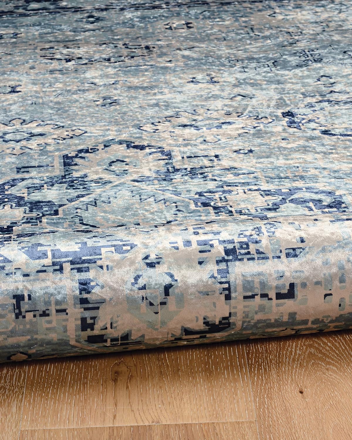 Linon Home Decor Products Honora Arcadia Blue/Ivory 2'2" x 3'2" Flat No Pile Accent Rug