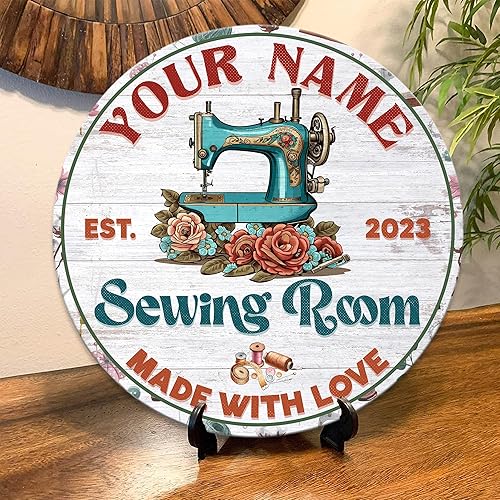 Miniatura 10 de MeMate Letrero para sala de costura, letreros de puerta de costura personalizados, decoración de sala de costura personalizada, letreros de madera