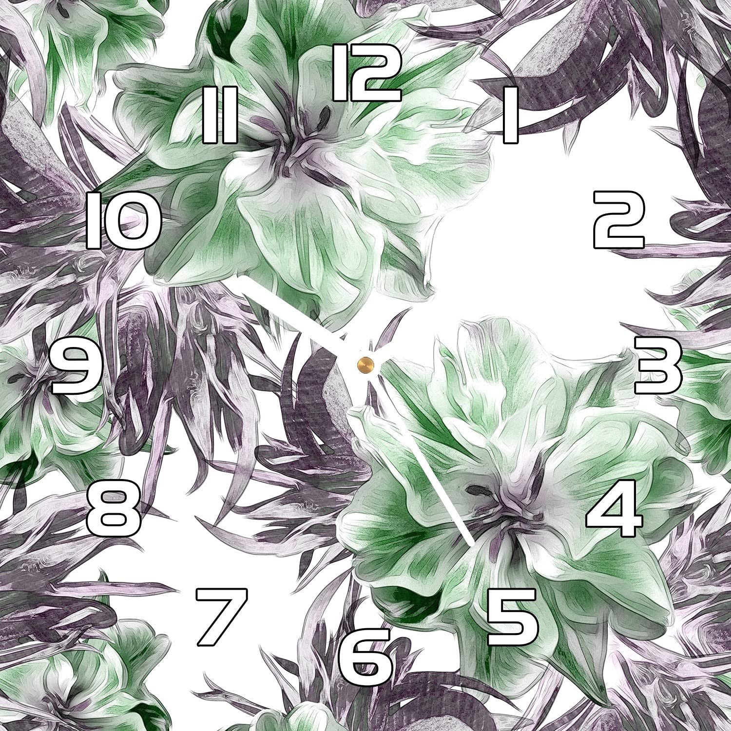 Horloge en verre 30x30 cm Fleurs Magiques pour cuisine et salon moderne