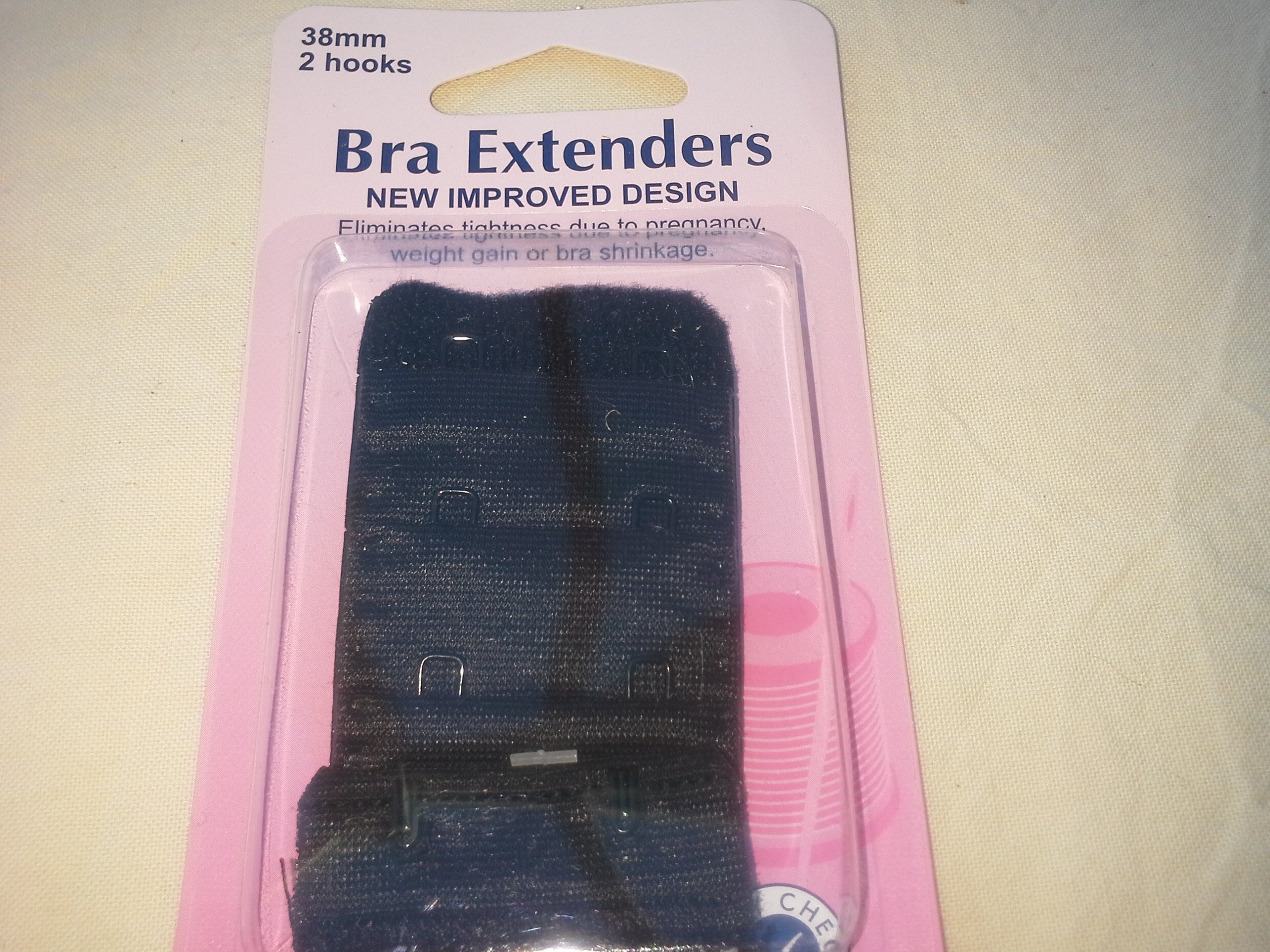 Hemline Black Bra Back Extender - 2 Hook