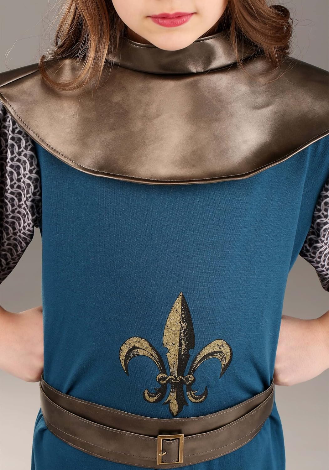 Girl's Brave Joan of Arc Costume with Tunic, Pants, Cape, Belt & Boot Toppers - Kid's Medieval Cosplay Outfit - Image 4