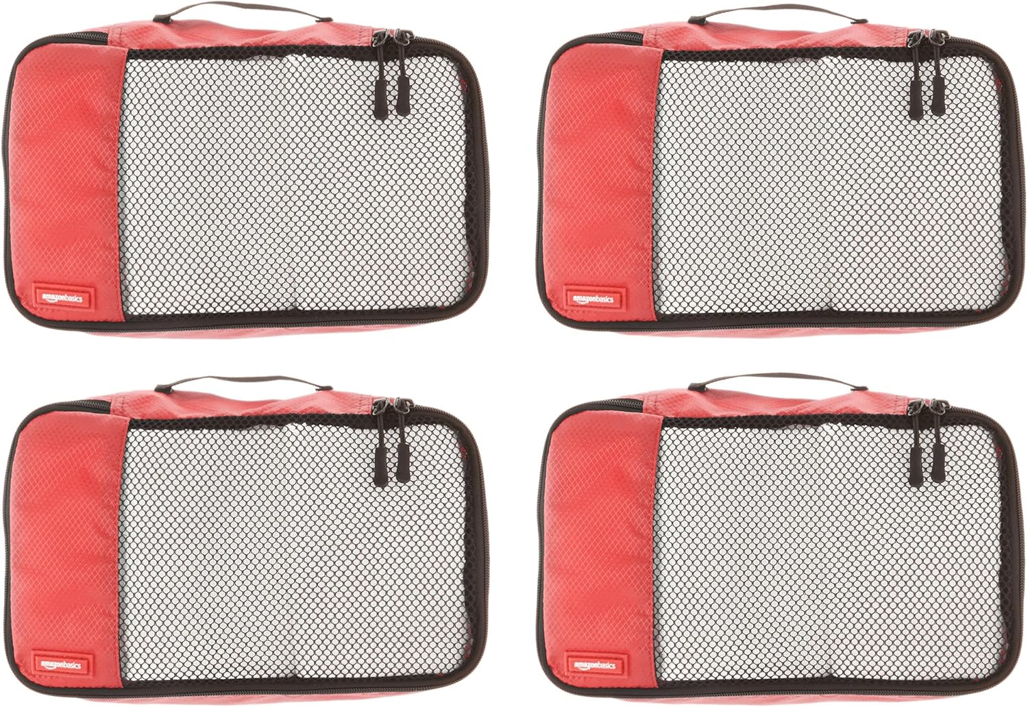  |  Basics Small Packing Travel Organizer Cubes Set , Red - 4-Piece Set | Packing Organizers