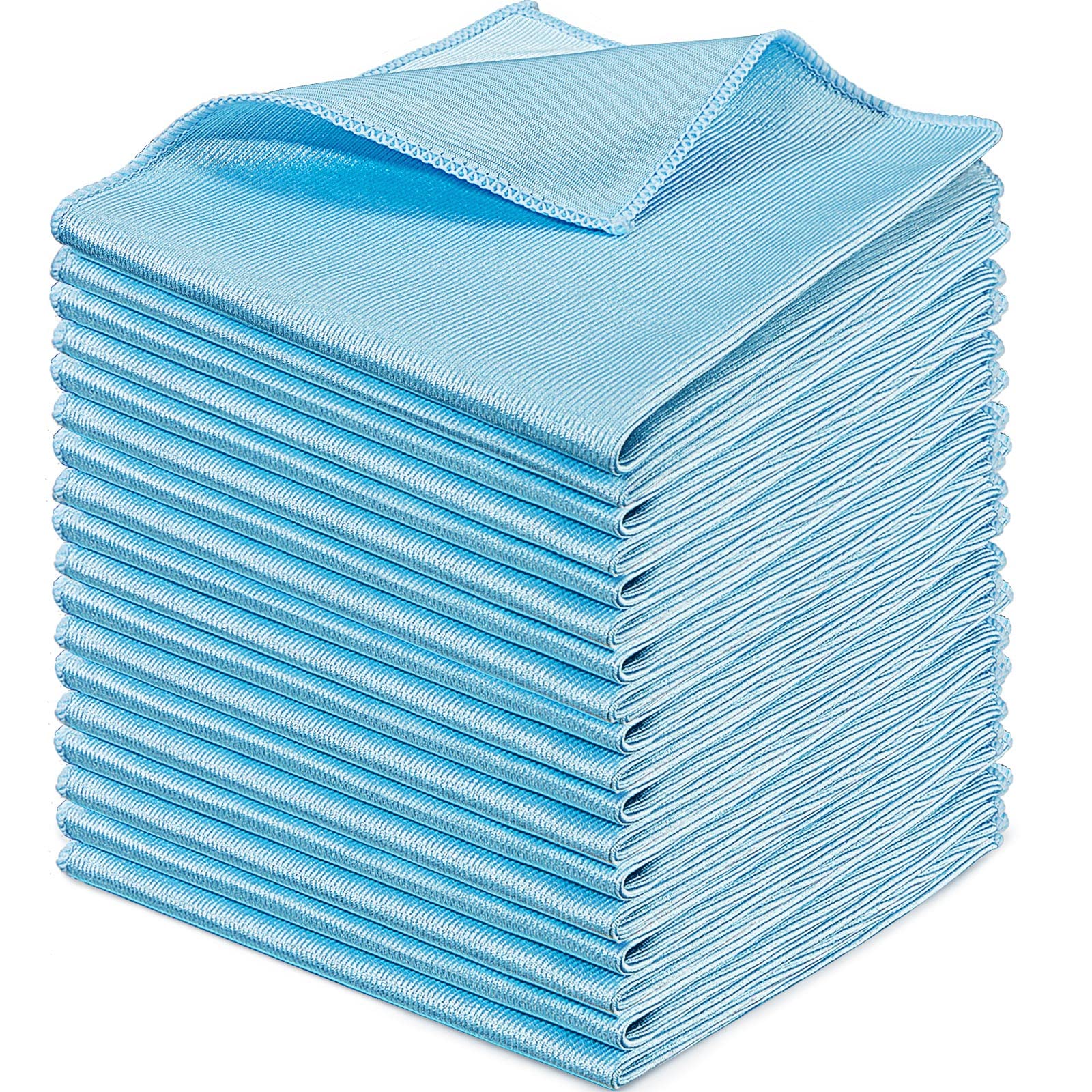 Tatuo 18 Pcs Microfiber Glass Cleaning Cloths (16 x 16) Polishing Cloth - Streak Free - Lint Free - Quickly Clean Windows, Glasses, Windshields,