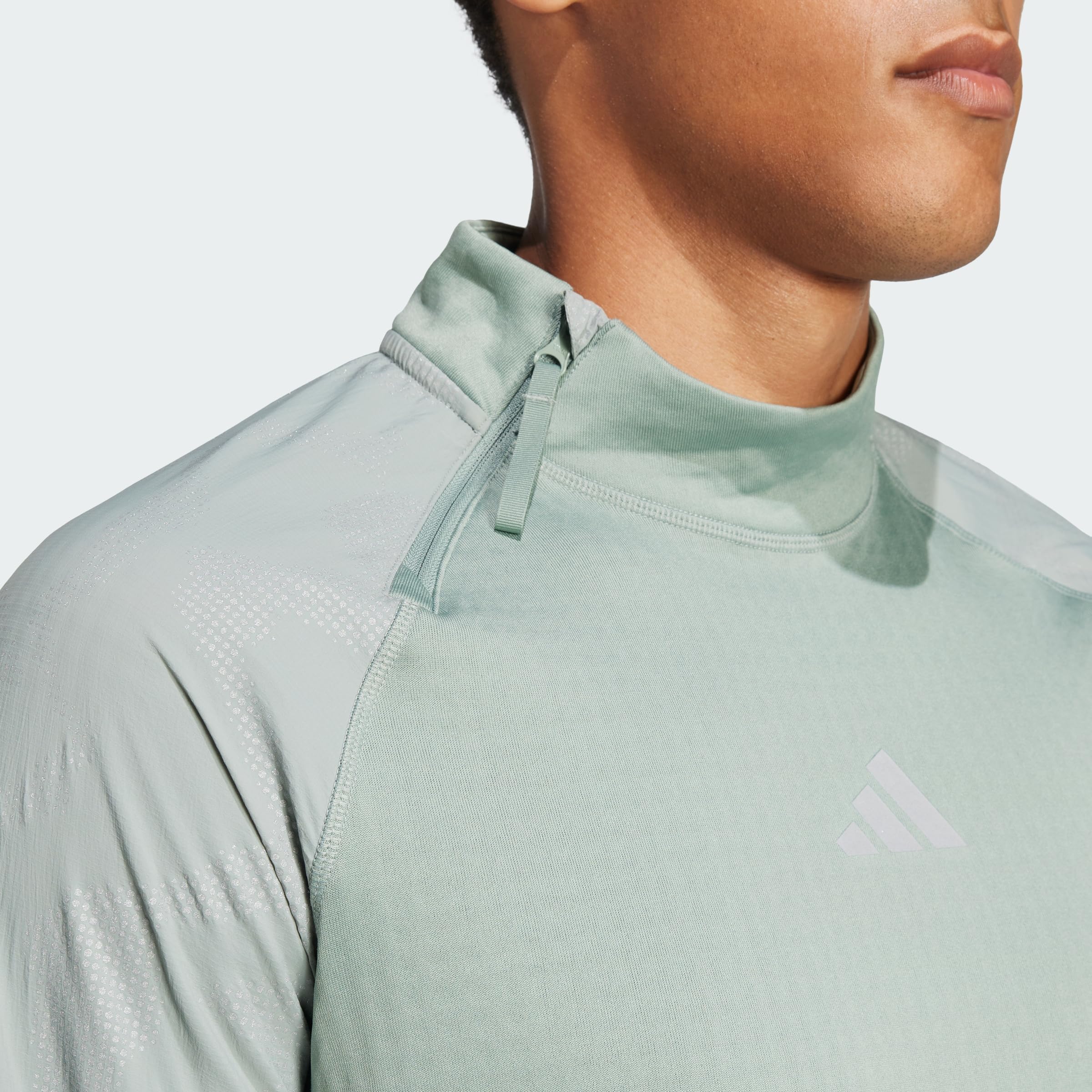 adidas Herren Ultimate High Visibility Half-Zip Longsleeve Laufbekleidung Laufshirt Silgrn - Grau L