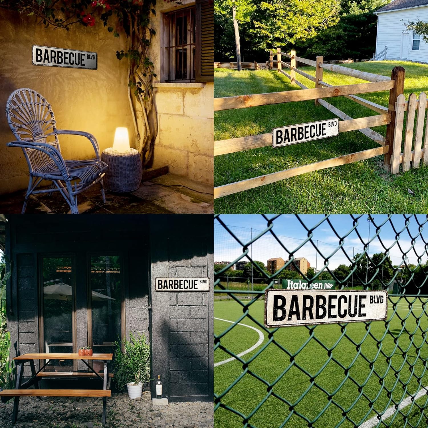 Barbecue Blvd Street Sign, Barbecue Sign Barbecue Decor Barbecue Lover Gift, Vintage Wall Decor for Home/Garden/Kitchen, Novelty Metal Signs 4"x16" - Image 6