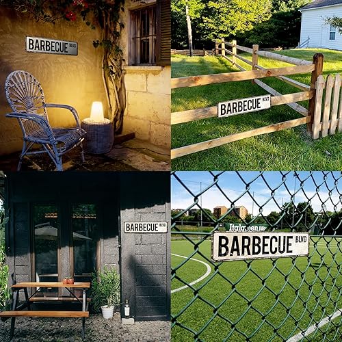 Miniatura 6 de SOYAVE Letrero de calle de Barbecue Blvd, letrero de barbacoa para decoración de barbacoa, regalo para amantes de la barbacoa, decoración de pared