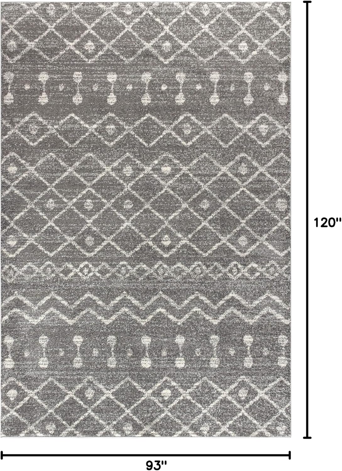 JONATHAN Y Aksil Moroccan Beni Souk Gray/Cream Indoor Area Rug, 8x10, Bohemian, Scandinavian, Easy-Cleaning for Living Room, Bedroom, Kitchen, Pet Friendly, Non-Shedding (MOH208C-8)