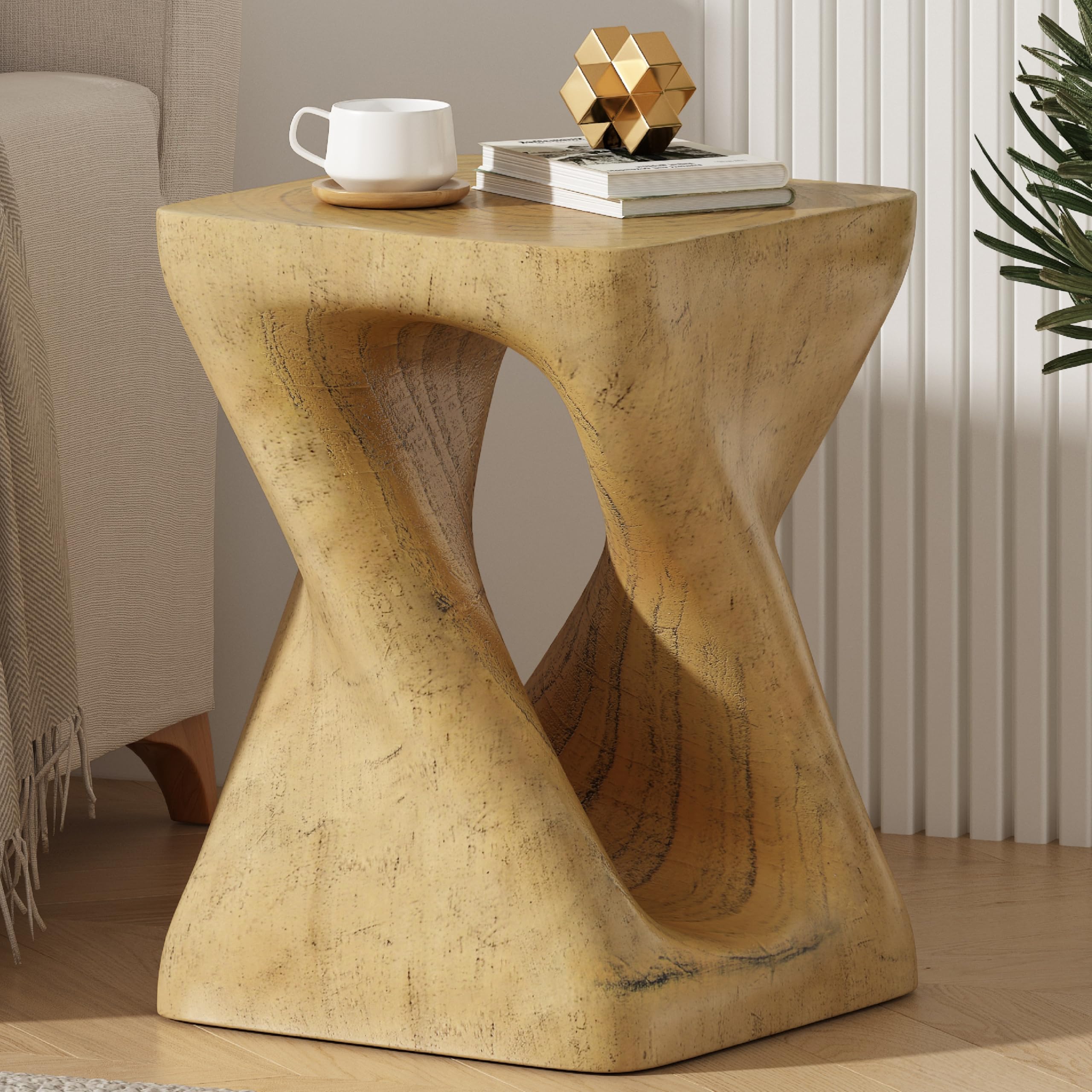 Amazon.com: Merax Twist Shape MGO Accent Side Table, Unique Modern