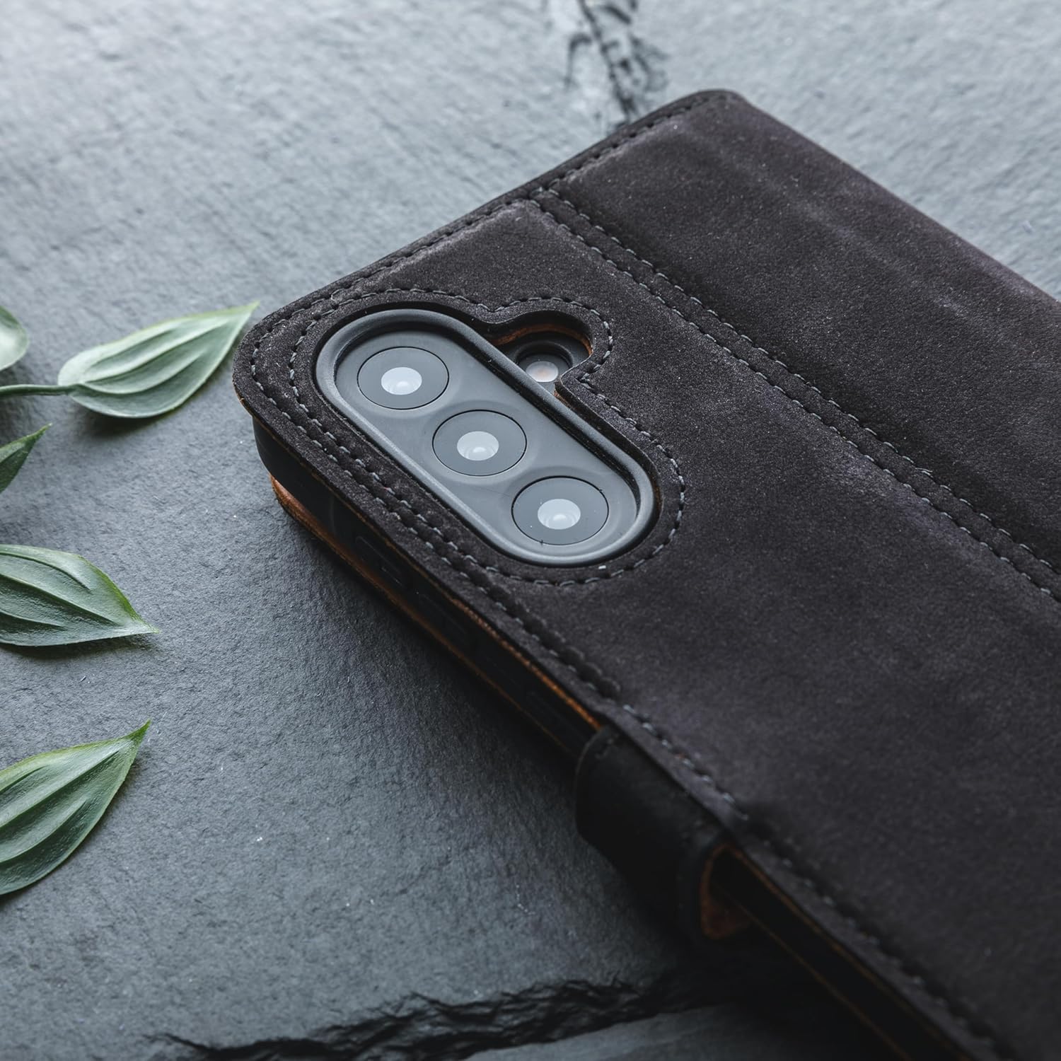 Snakehive Leather Wallet for Samsung Galaxy A56 - Real Leather Wallet Phone Case with Viewing Stand and Card Holder - Flip Folio Cover with Card Slots (Black)