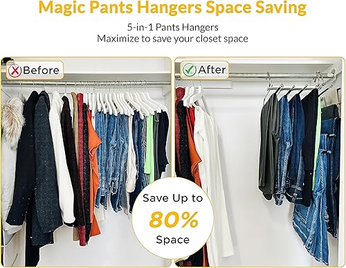 Miniatura 3 de Juego de 2 perchas para pantalones, diseño anticaídas, antideslizante, ahorro de espacio, acero inoxidable, organizador de armario para jeans,