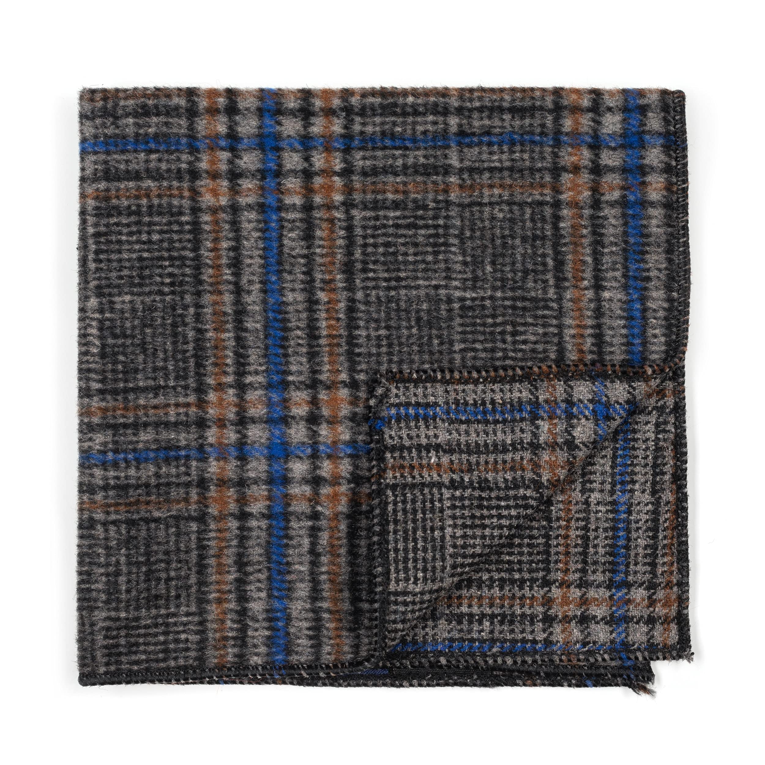 Abel & Burke Grey Overcheck Wool Pocket Square #AB-TPH1020/2