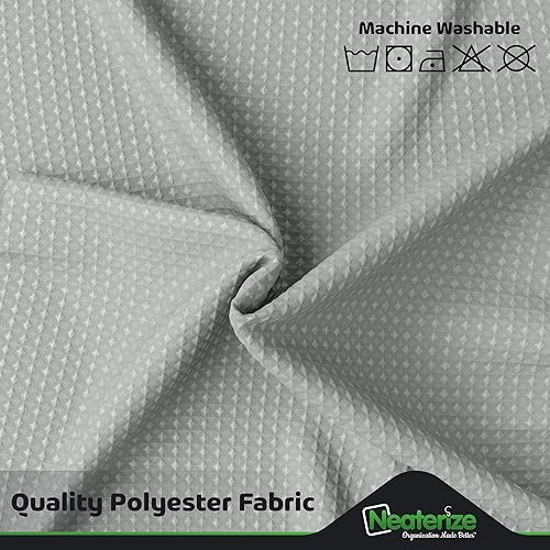 Miniatura 6 de NEATERIZE Cortina de ducha gris  Cortinas de baño estilo hotel gris con diseño de gofre, 72 x 84 pulgadas  Cortina de ducha de tela  Cortinas de