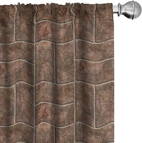 Miniatura 6 de Ambesonne Gothic Curtains, Vintage Baroque Floral Skulls with Garden Flowers Flourishing Leaves, Window Treatments 2 Panel Set for Living Room