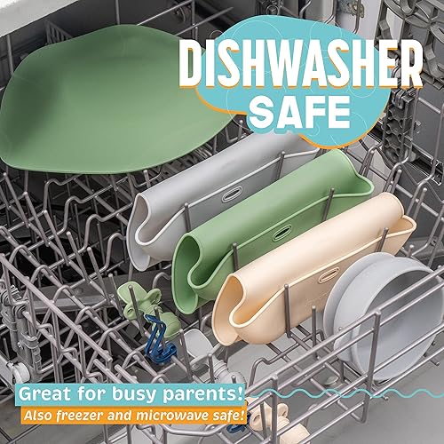 Miniatura 8 de UpwardBaby Juego de alimentación de 10 piezas con destete LED para bebé, plato de succión y tazón, baberos para atrapar alimentos y cucharas