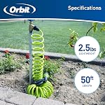 Orbit 27389 Coil Garden Hose, 50 Feet, with 8-Pattern Hose Nozzle