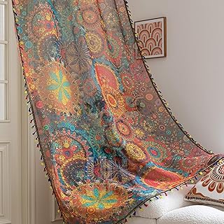 Dot Colorful Sheer Curtains 84 inch Long, Fringed Edges and Textured Sem...