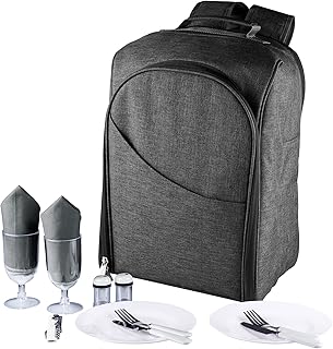 PICNIC TIME PT-Colorado Picnic Backpack, Modern Backpack Cooler with Deluxe Set for 2, Fully Insulated Cooler Bag with 20-can Capacity for Beach, Hiking, and Outdoors