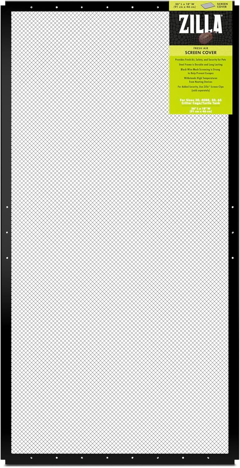 Zilla Fresh Air Screen Cover, Secure and Durable Metal Mesh Cover for Reptile Terrariums, 36 x 18 inches 36" x 18"