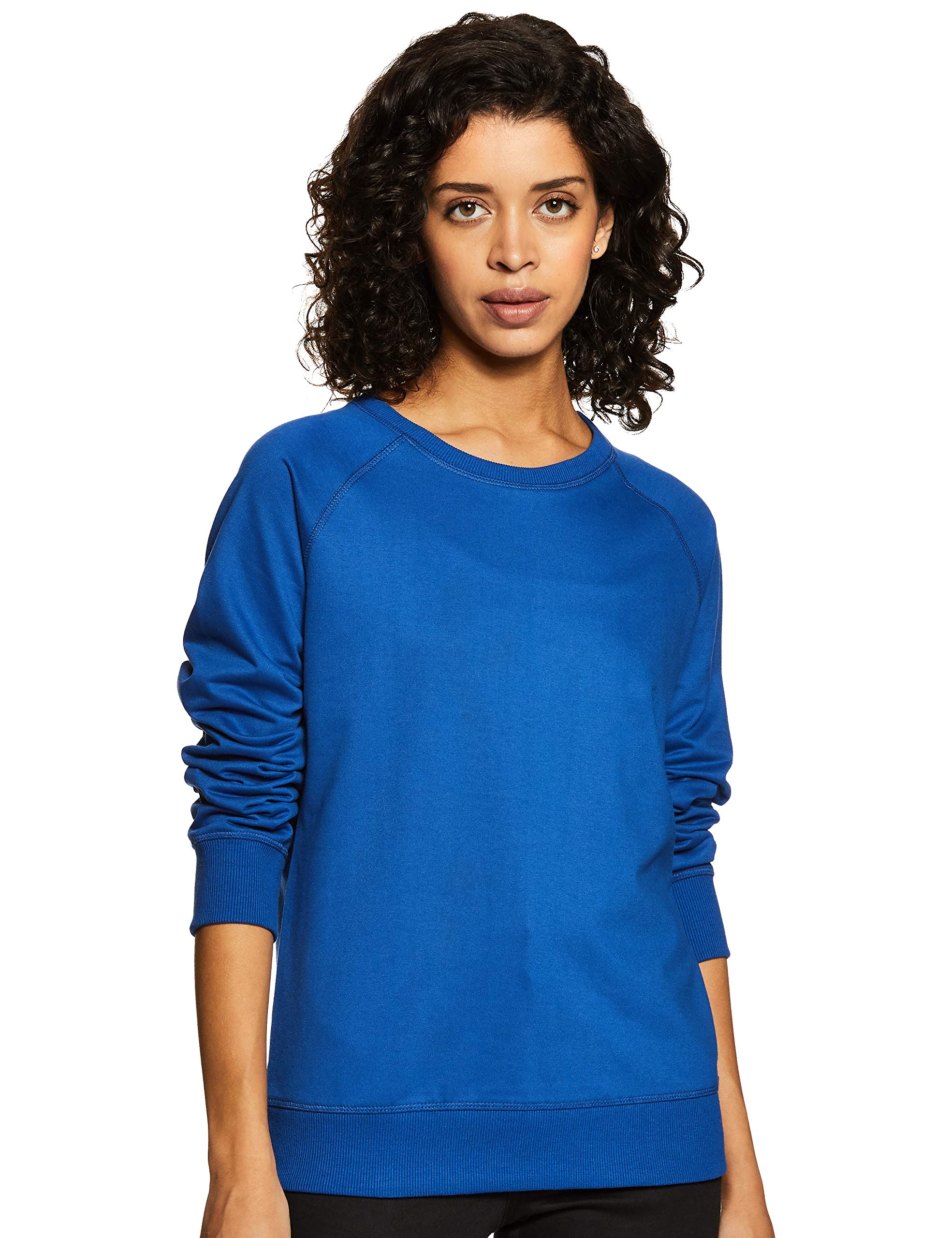 Amazon Brand - Symbol Women Cotton Blend Round Neck Regular Fit Cropped Sweatshirt (Pullover)-picture-14