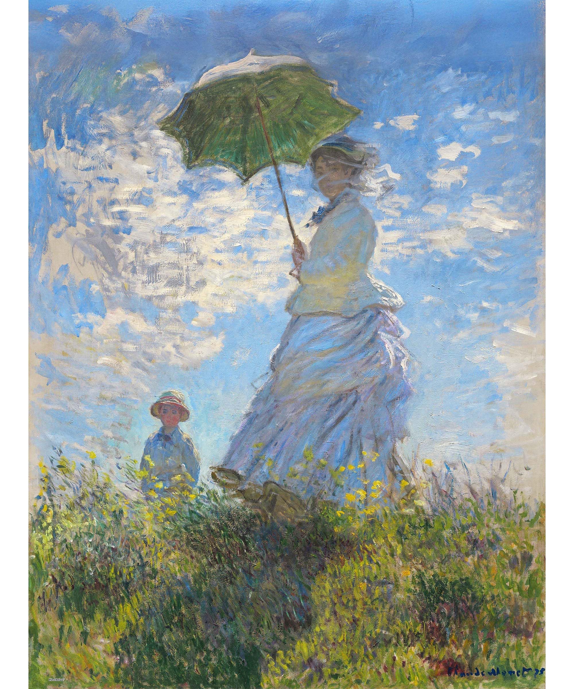 PieceRelax PieceClicks Plastic Jigsaw Puzzles for Adults 1000 Pieces Monet Puzzle - Monet - Woman with a Parasol - 25.2 X 18.9 Inches, Impressionist Fine Art Artwork [U1116]