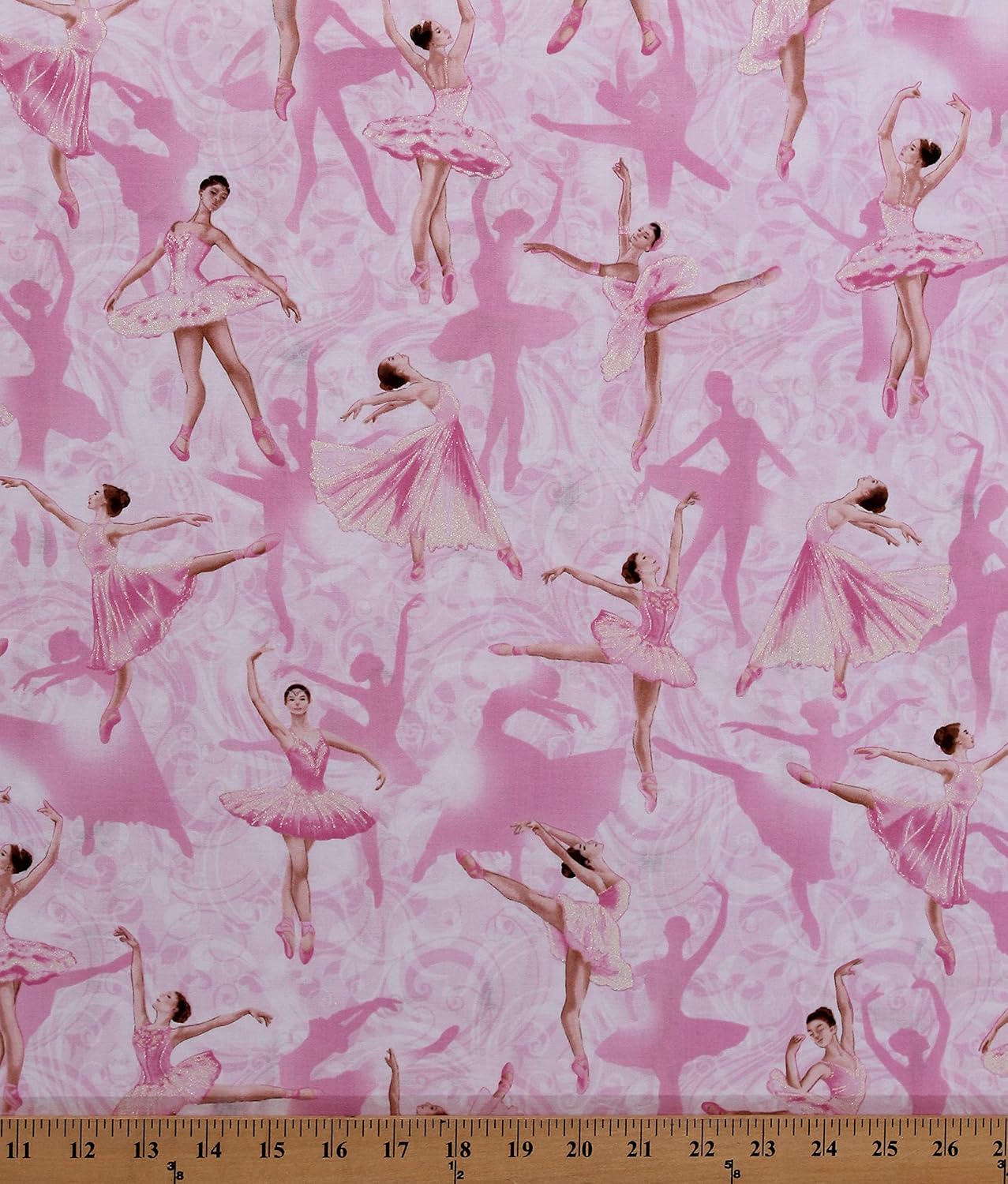 Fields Cotton Ballerinas Ballet Dance Dancing Prima Ballerina Pink Kids Girls Cotton Fabric Print by The Yard (D673.74), 44 Inches