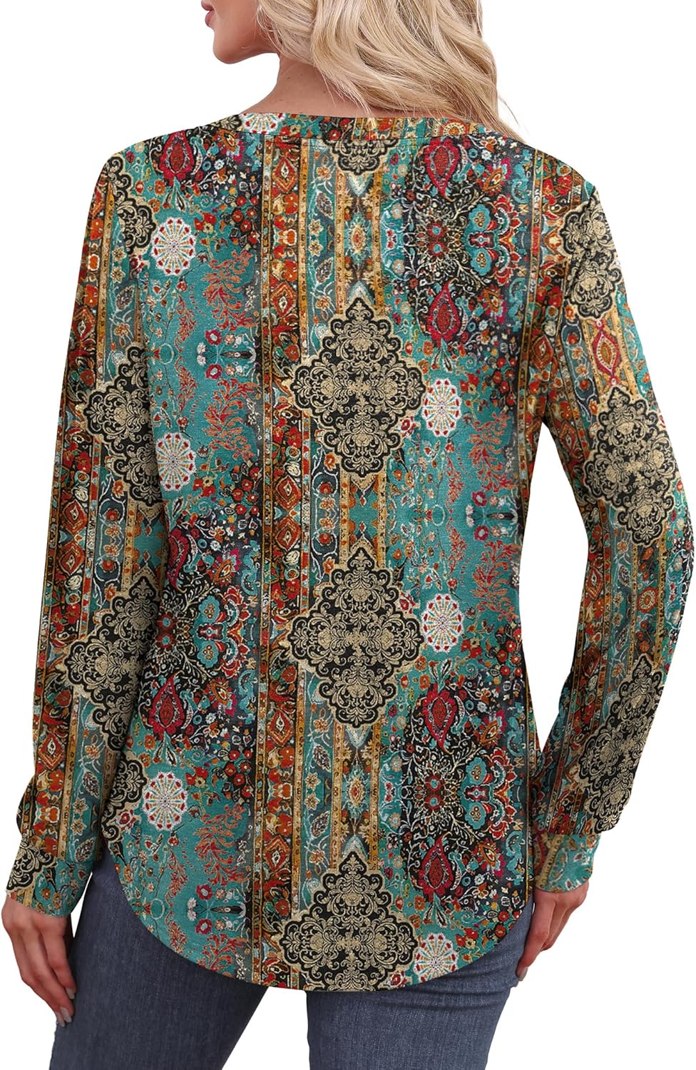 XIEERDUO Womens Long Sleeve Shirts Fall Tunic Tops Henley V Neck Blouses Dressy Casual 2025 Winter Trendy Clothes - Image 5