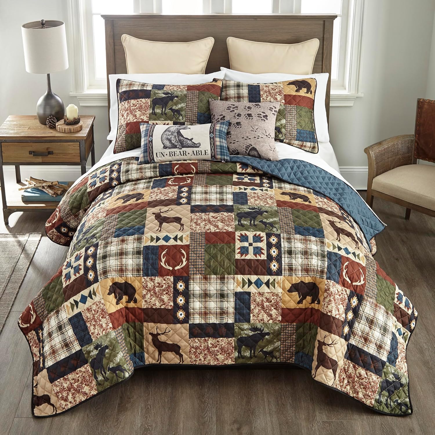 Donna Sharp Queen Bedding Set - 3 Piece - Rustica Lightweight Quilt Set with Queen Quilt and Two Standard Pillow Shams - Machine Washable