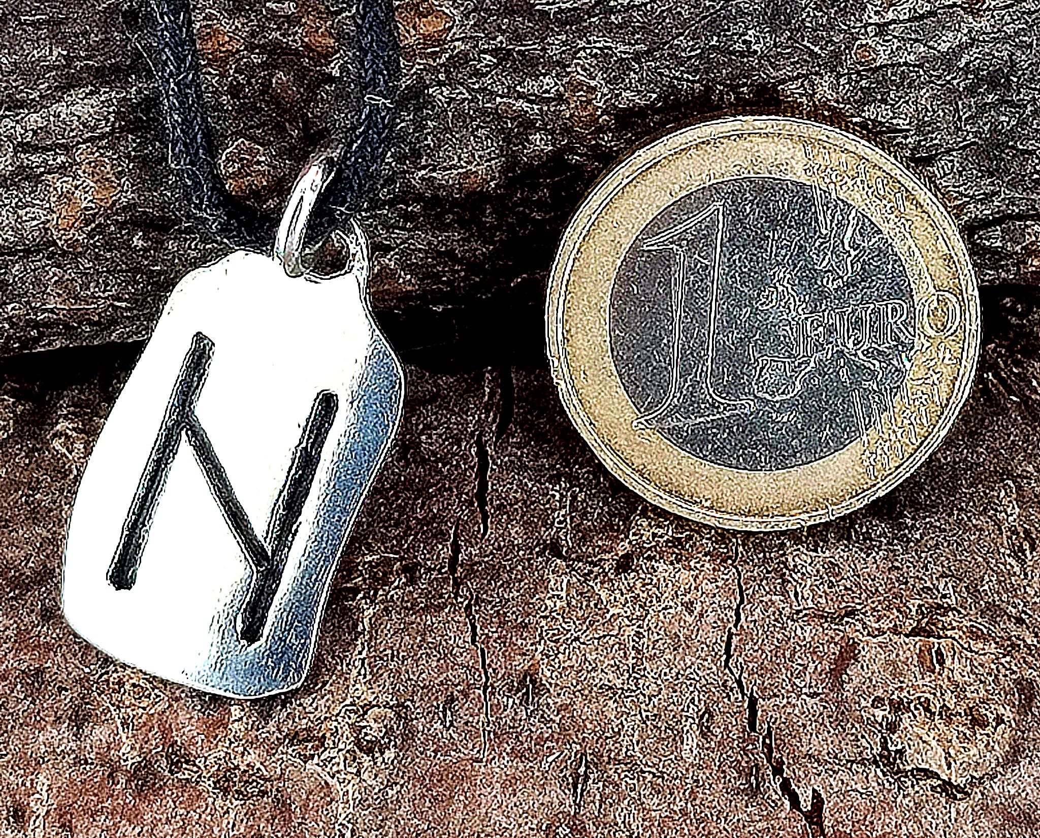 Kiss of Leather Runen Anhänger Hagalaz aus 925 Sterling Silber mit Baumwollband SI. 308